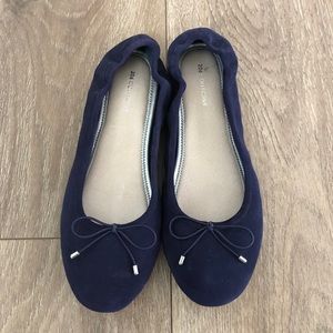 Navy suede ballet flats
